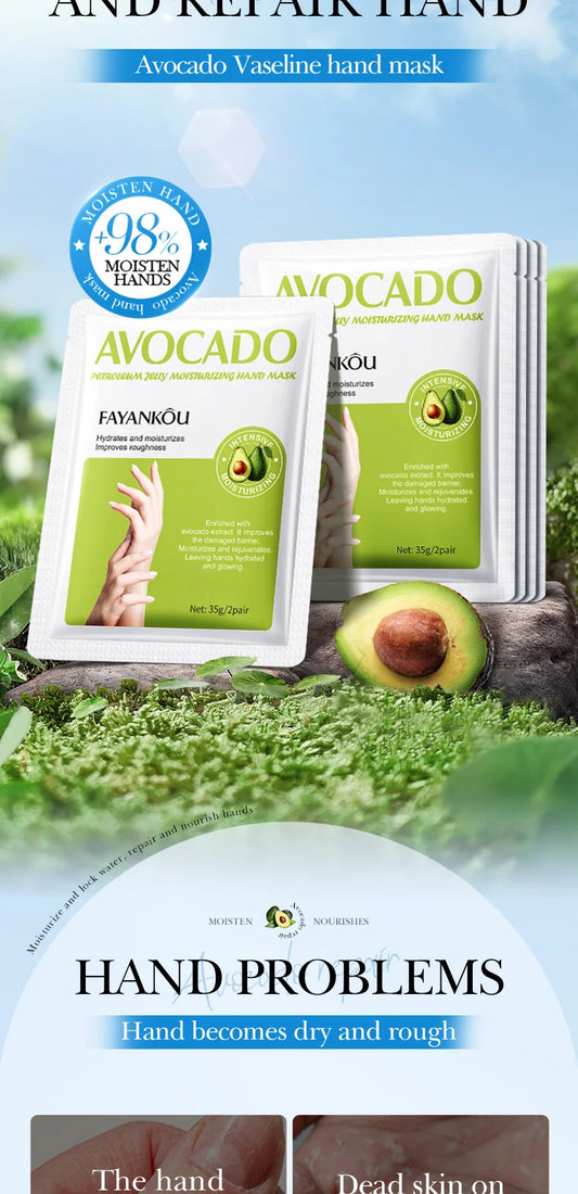 5 Pairs Avocado Moisturizing Hand Mask